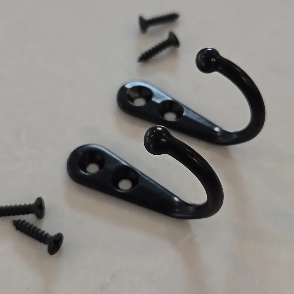 Black Wall Hooks with Screws